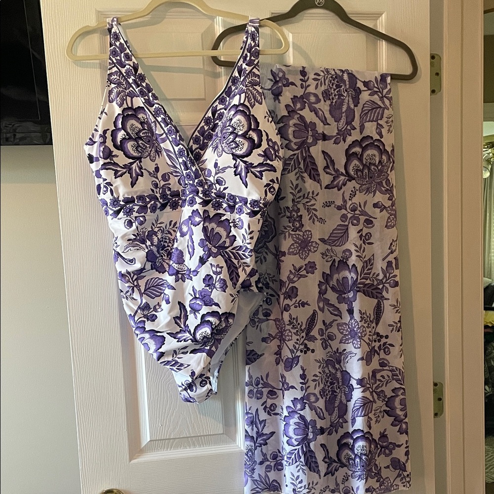 Purple Floral One-Piece Swimsuit for Women